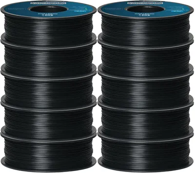 PLA-Filament schwarz, 10 x 1 kg Spulen für 3D-Drucker
