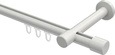 Produktbild von Interdeco Innenlaufstange / Gardinenstange mit Innenlauf Weiß, Typ Prestige Santo (Kappe), 20 mm Ø 1-läufig, 280 cm
