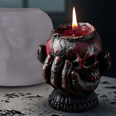 Produktbild von Halloween Totenkopf Hand Geist Zylinder Formen Silikon Welle Spirale Kerzenform - Silikon Harz Gießformen für Kerzen & Harz & Seife Handwerk Zubehör
