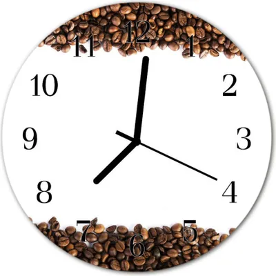 Produktbild von Glasuhr Wanduhr Küchenuhr Echt-Glas 30fi cm Kaffeebohnen braun