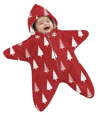 Productafbeelding van Fleece Baby Romper met Capuchon in Rood