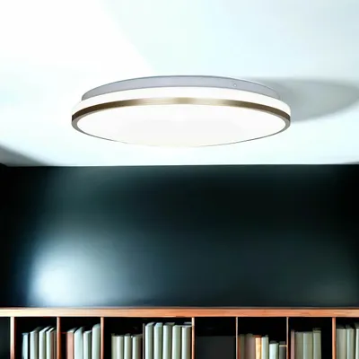 Produktbild von Deckenleuchte Metall LED Ø 38 cm in Weiß Gold rund 4000 K neutralweiß 1460 lm Deckenlampe