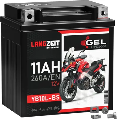 Produktbild von Langzeit Gel Motorradbatterie YB10L-BS 11Ah 12V