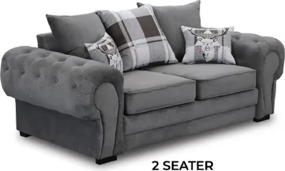 Produktbild von Graue Chesterfield Couch Polster Möbel Stoff Couchen Sofas Design Textil