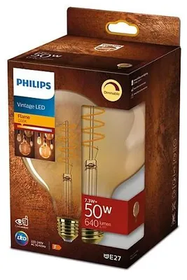 Produktbild von Philips LED Lampe (dimmbar), 7,3 W, 50 W, E27, 640 lm, 15000 h, Flame
