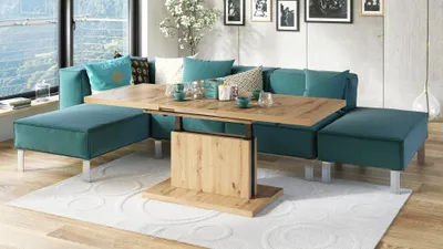 Produktbild von Design Couchtisch Tisch Aston stufenlos höhenverstellbar ausziehbar 120 bis 200cm Esstisch