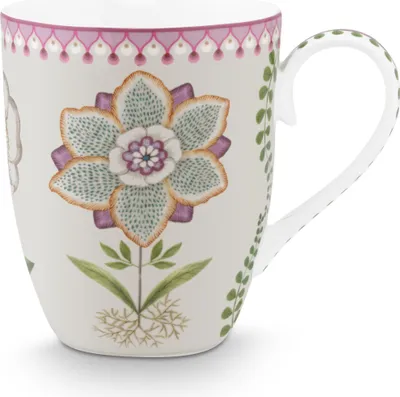 Produktbild von PIP STUDIO Lily&Lotus Henkelbecher weiss/Lila 350ml