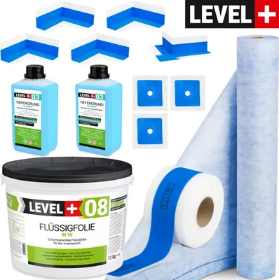 Produktbild von Dichtset Flüssigfolie 12kg Dusch Badabdichtung Dichtband 15m Dichtbahn 1m SET340