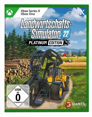 The image shows the front cover of the video game "Landwirtschafts-Simulator 22: Platinum Edition" for Xbox.