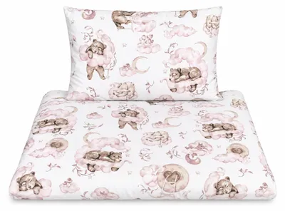 Produktbild von balbina Kinderbettwäsche aus Baumwolle, 2-teiliges Set, Teddybar Rosa