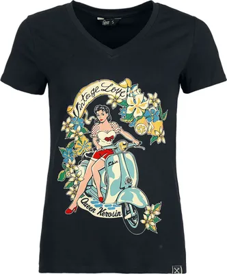 Produktbild von Queen Kerosin T-Shirt Damen Vintage Love schwarz M