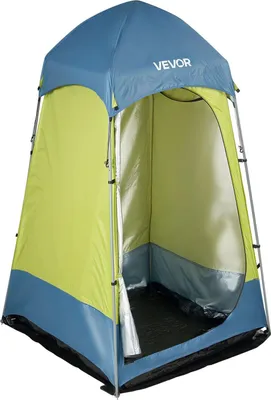 Produktbild von Camping-Duschzelt, 1 Raum, tragbares Privatzelt mit Umkleideraum, inklusive Erdnägeln, Seilen, Tragetasche und Stahlstangen, 200D Oxford-Gewebe mit Silberbeschichtung, für Camping, Strand, Angeln