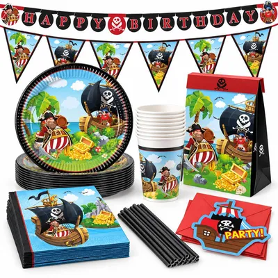 Produktbild von Piraten Partyset XL zum Kindergeburtstag Pirat