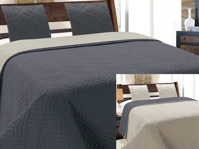 Produktbild von Zweiseitige Tagesdecken Vigo II Dunkelgrau- Silber 11- Ohne Kissenbezüge 220x240