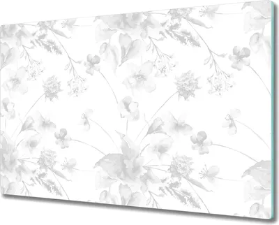 Produktbild von Glas Schneidebrett Herdabdeckplatten Schneideplatten - 80x52 cm - Blumen weiß grau