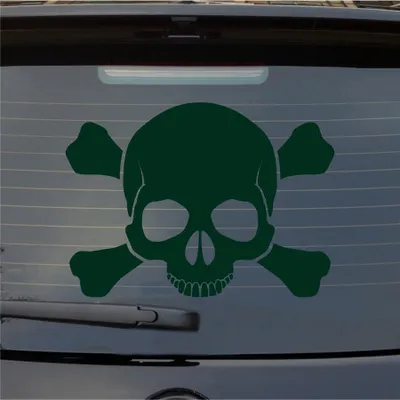 Produktbild von Heckscheibenaufkleber Totenkopf Skull Pirat Tod Car PKW 51x37 cm Dunkelgrün Auto Aufkleber Sticker