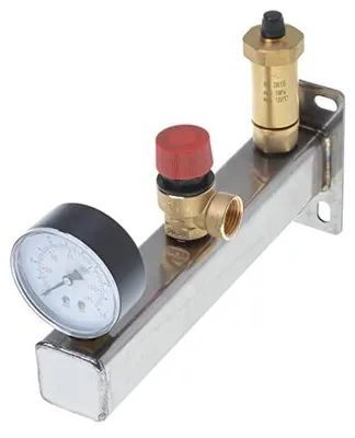 Immagine prodotto di Gruppo di sicurezza Aqbau® | Gruppo di sicurezza per caldaie | Acqua potabile, 6 bar (acciaio inossidabile)