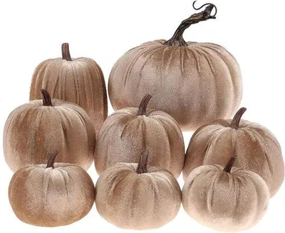 Productafbeelding van Famanu decoratieve fluwelen pompoenen - 8 stuks