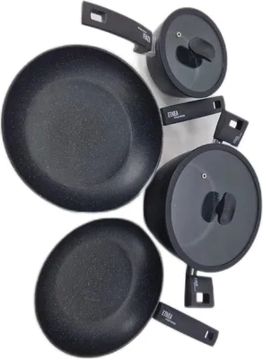 Produktbild von Moneta Etnea Essential Kochgeschirrset 6-teilig 2 Bratpfannen 24 und 28 cm Topf 1 Kochspaß