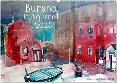 Produktbild von Burano in Aquarell 2025 (Wandkalender 2025 DIN A2 quer), CALVENDO Monatskalender