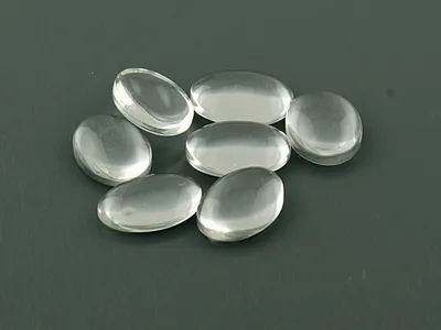Produktbild von Vintageparts 10 Cabochons Glas klar oval, 14 x 10 mm