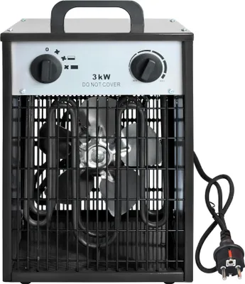 Zdjęcie produktu dla Termowentylator JOIEYOU 3KW Grzejnik elektryczny z 4 ustawieniami ciepła Elektryczny grzejnik budowlany z wbudowanym termostatem Grzejnik elektryczny Grzejnik do pomieszczeń 10-30 m³, czarny