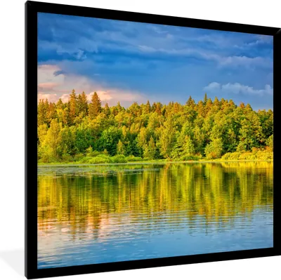 Produktbild von MuchoWow® Gerahmtes Poster Wasser - Natur - Wald 40x40 cm - Poster mit Schwarzem Bilderrahmen Wandposter Rahmen Foto Bilder - Mit Rahmen - Wanddekoration Schlafzimmer