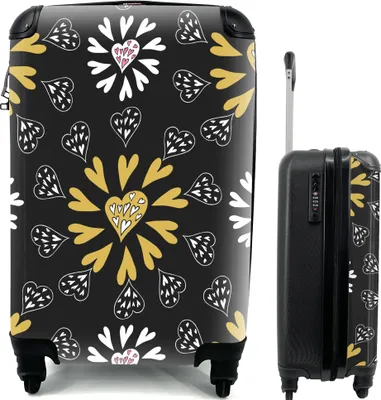 Produktbild von MuchoWow® MuchoWow® Koffer Handgepäck Trolley Rollkoffer Kleine Reisekoffer mit 4 Rollen - Mädchen - Herz - Schnittmuster - Mädchen - Kinder - Kinder - Cabin Size < 55x40x23 cm & 55x40x20 cm - Fotokof