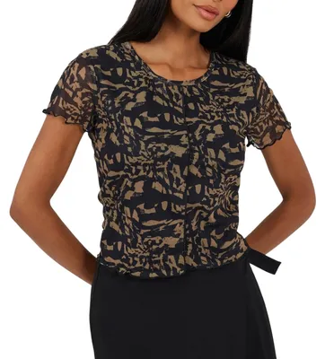 Produktbild von Brave Soul - Kurzes Top für Damen, Naht Detail, Netzmaterial, Anliegend GT20934 (40 DE) (Beige/Schwarz)