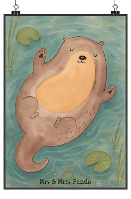 Produktbild von Mr. & Mrs. Panda Bild Otter Umarmen Design DIN A5 - Weiß - Geschenk, Optimistisch, Wandbild, Plakat, Kunstdruck, glücklich, gut Gelaunt, wanddeko, Hallo, drucke