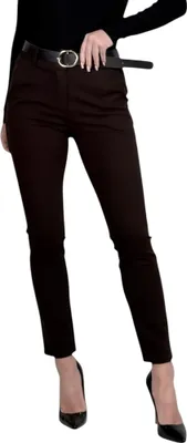Produktbild von 434 Damen Freizeithose Damen Stretchhose mit Reißverschluss und Gürtel schwarz XXL