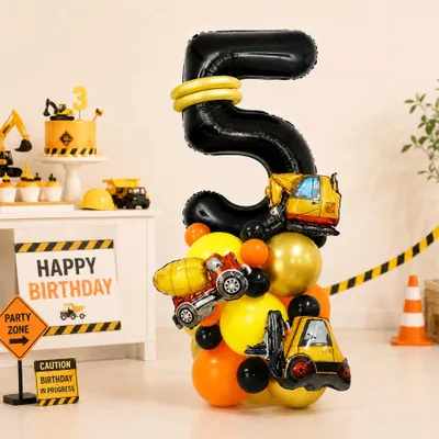 28 Baggerballons, 76 cm, Folie, Baustellenparty-Deko