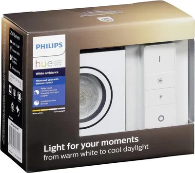 Zdjęcie produktu dla Philips Hue White ambiance Wbudowane światło punktowe Milliskin, Reflektor wpuszczany, Bluetooth/Zigbee, Biały, LED, Syntetyk, GU10