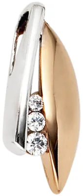 Produktbild von Anhänger mit 3 Zirkonia 375 Gold Rotgold Weißgold Halsschmuck Damen