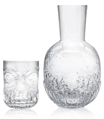 Wasserkanne mit Becher, 1200 ml, Vintage-Design, Glas, 19,5 cm