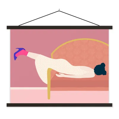 Produktbild von MuchoWow® Textilposter Vintage - Frauen - Pastell 60x45 cm mit schwarzem Rahmen - Poster Schlafzimmer