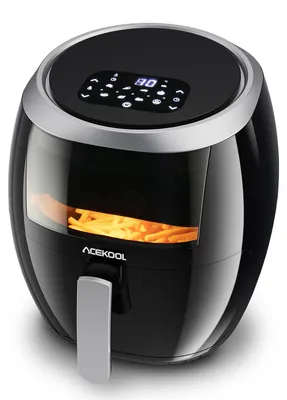 Produktbild von XXL Heißluftfritteuse 8 L (1800 W) - Digitales Touchscreen, 8 Funktionen/7 Programme, 360° Heißluftzirkulation, Timer & Temperatur - Schwarz