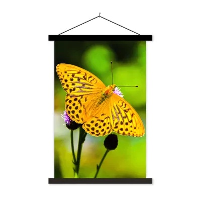 Produktbild von MuchoWow® Textilposter Schmetterling - Tiger - Blume 40x60 cm mit schwarzem Rahmen - Wanddekorationen