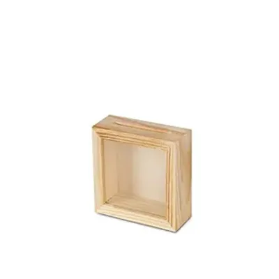 Produktbild von Spardose Holzspardose zum Basteln und Dekorieren Geldgeschenk Sparbüchse Holz-Rahmen mit Sichtfenster,Bilderrahmen zum Befüllen (Mini Quadrat)