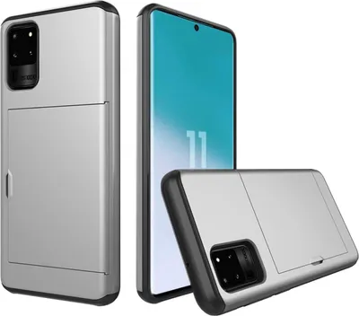 Produktbild von Hülle für Samsung Galaxy S20 Ultra 6.9 Zoll mit Kartensteckplatz Case Cover Stoßfest Silber