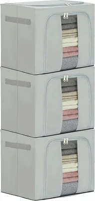 Image de Boîte de rangement 3 x 24 litres, avec couvercle, structure métallique, étanche, pour vêtements