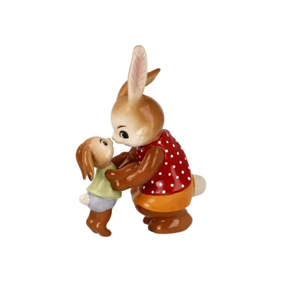 Produktbild von Goebel Ostern Dekofigur, Osterhase mit Kind Porzellan, 12 cm - kleiner Schatz