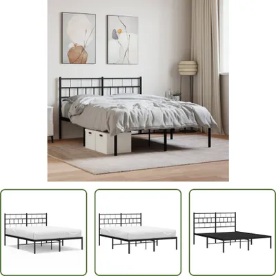 Produktbild von The Living Store Bettgestell mit Kopfteil Metall Schwarz 140x190 cm