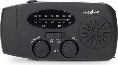 Produktbild von Nedis Notfallradio - Tisch Ausführumg - AM / FM - Akkubetrieben / Handkurbel / Stromversorgung über USB - Schwarz