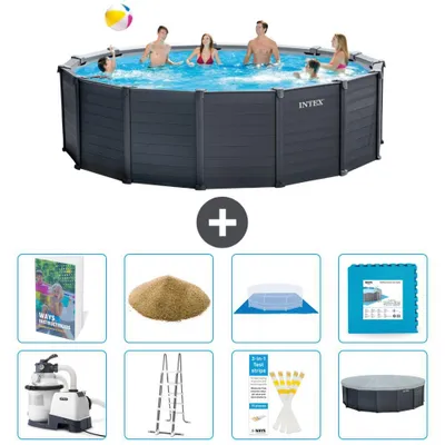 Produktbild von Graphite Panel Pool Rund - 478x124 cm - 9-teilig  S557