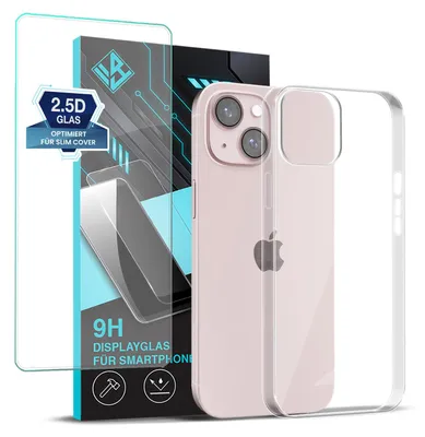 Produktbild von Handyhülle für Apple iPhone 15 Plus mit 9H Displayglas Displayschutz Hülle Transparent Flexibel Elastisch Case Cover Backcover Schutzhülle