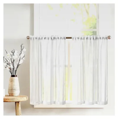 Produktbild von Transparente Scheibengardinen Weiß H 60 x B 90 (cm) 2er Set mit Tunnelzug für Küche und Badezimmer
