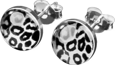 Produktbild von viva-adorno 1 Paar Damen Ohrstecker Ohrringe rund Edelstahl Schwarz Leo Leopard Z299,schwarz weiß