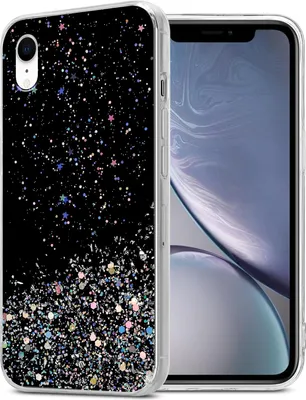 Immagine prodotto di Cadorabo custodia per Apple iPhone XR custodia protettiva in nero custodia del telefono cellulare custodia TPU custodia glitter cover glitter