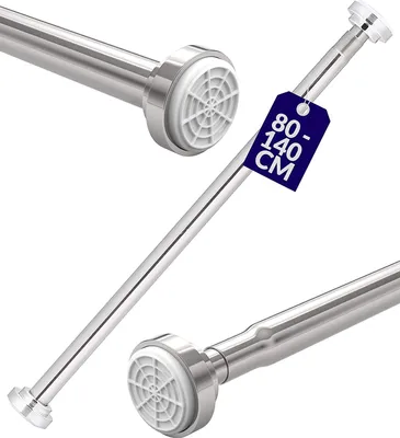 Produktbild von Duschvorhangstange ohne Bohren - Ausziehbar 80 bis 140cm - Sicherer Halt - Edelstahl Duschstange